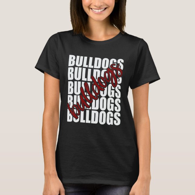 T-shirt Bulldogs Maroon School Sports Fan Team Spirit (Devant)