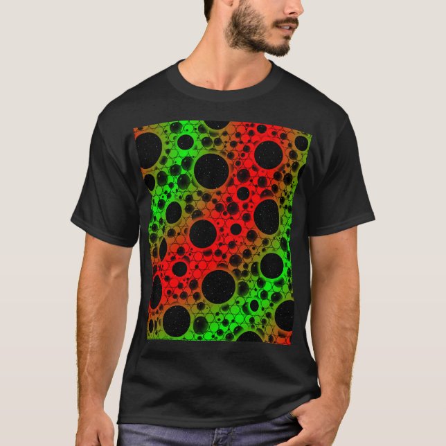 T-shirt Bulles d'espace tachetées - Rouge/Vert (Devant)