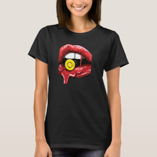 T-shirt Bullet Bite Red Lip Girly Babe Mouth Drip Lips Wom