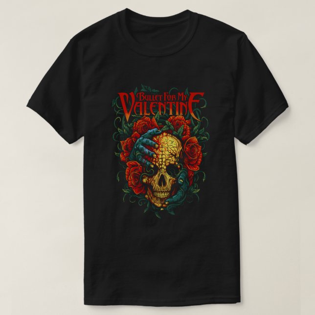 T-shirt Bullet For My Valentine – Skull Roses Artwork (Design devant)