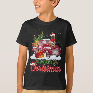 T-shirt Bullmastiff équitation Camion Rouge Joyeux Noël No