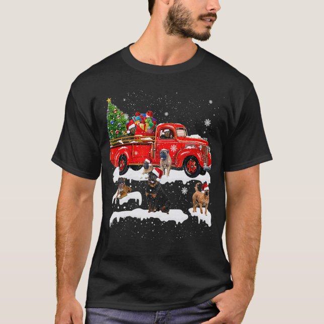 T-shirt Bullmastiff Riding Red Truck (Devant)