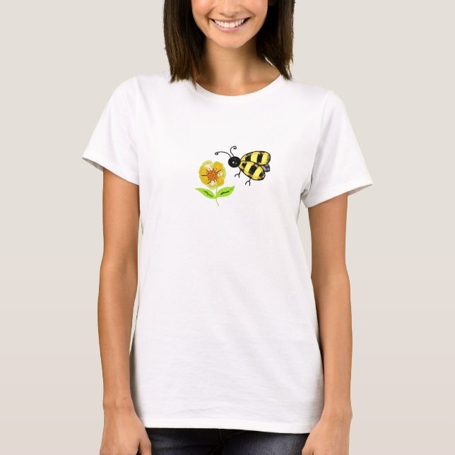 T-shirt Bumble Bee avec Fleur Jaune (Devant)