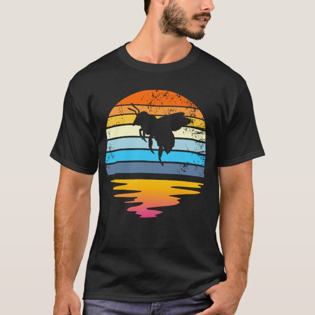 T-shirt Bumblebee Retro Sunset Save The Bees Bee Keeper (Devant)