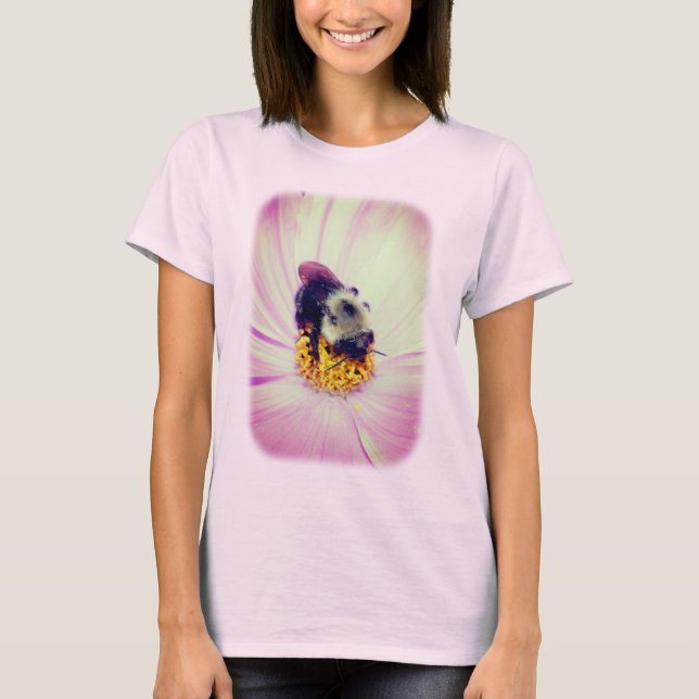 T-shirt Bumer Bee Pink Flower Nature (Devant)