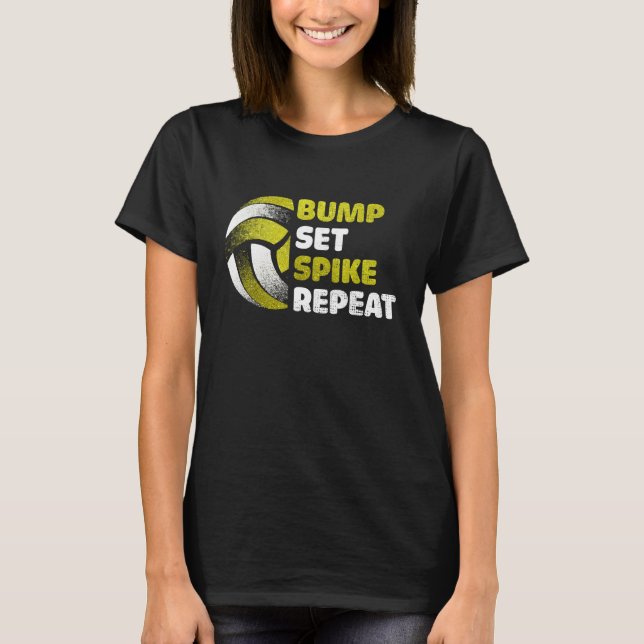 T-shirt Bump Set Spike Repeat Golden Volleyball Gameday (Devant)