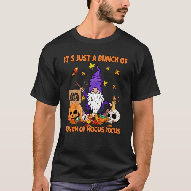 T-shirt Bunch Of Hocus Pocus Pumpkin Gnomes Bats Scary (Devant)