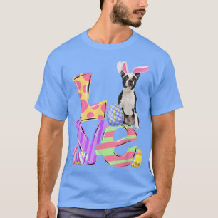T-shirt Bunny Boston Terrier Chien Joyeux Oeufs de Pâques