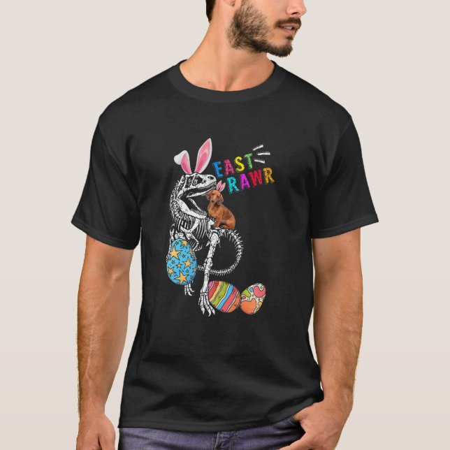 T-shirt Bunny Bunny Dachshund Chien chevauchant Bunny Rex  (Devant)