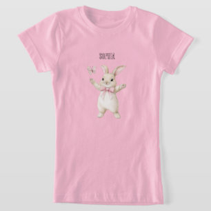 T-Shirt Bunny Butterfly Blush Rose  