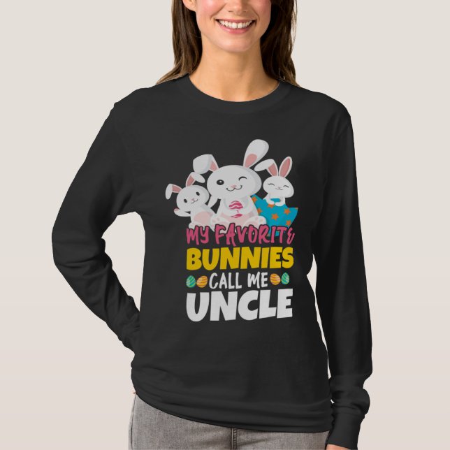 T-shirt Bunny Call Me Uncle Happy Easter Sunday Egg Easter (Devant)