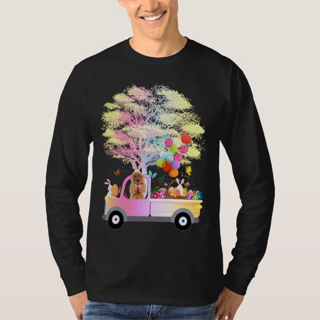 T-shirt Bunny Cocker Spaniel Dog & Eggs On Truck Happy Eas (Devant)