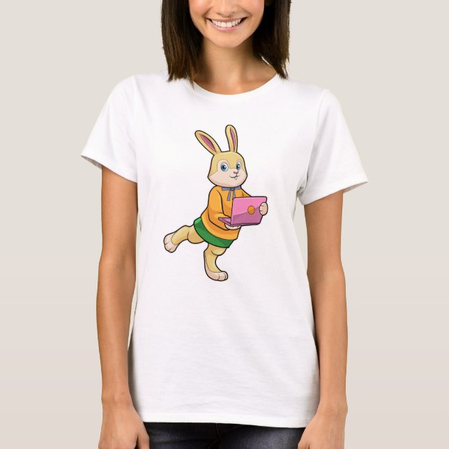 T-shirt Bunny comme secrétaire avec ordinateur portable (Devant)