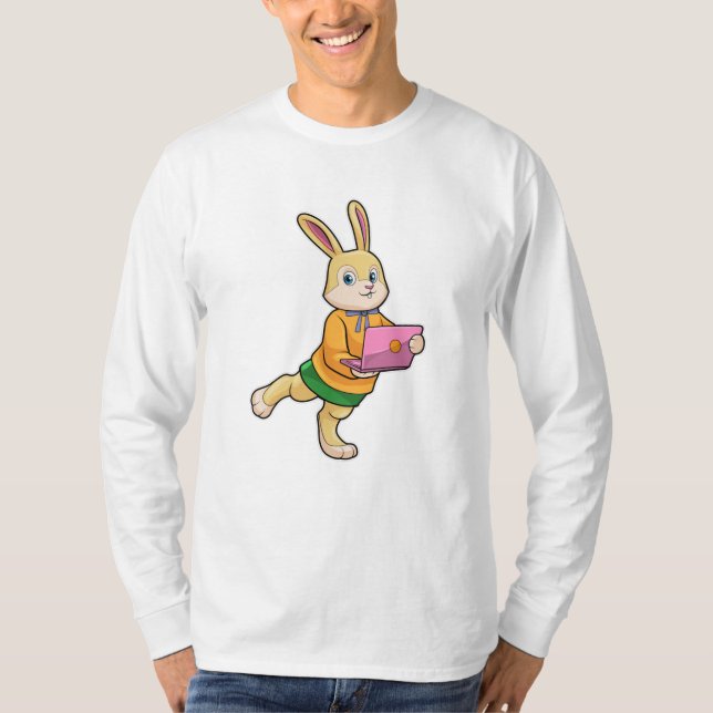 T-shirt Bunny comme secrétaire avec ordinateur portable (Devant)