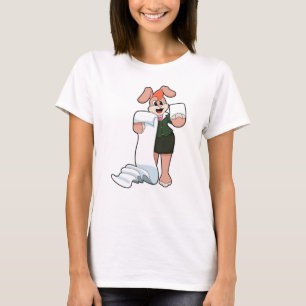 T-shirt Bunny comme secrétaire avec papier
