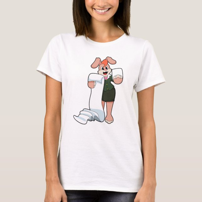 T-shirt Bunny comme secrétaire avec papier (Devant)