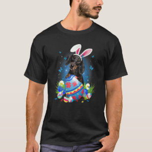 T-shirt Bunny Dachshund Avec Panier À Oeufs Chasse Aux Fle