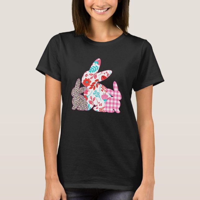 T-shirt Bunny Easter Leopard Plaid Buffalo Rabbit Easter D (Devant)