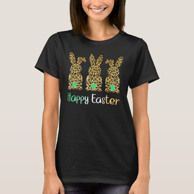 T-shirt Bunny Easter Leopard Plaid Buffalo Rabbit Easter D (Devant)