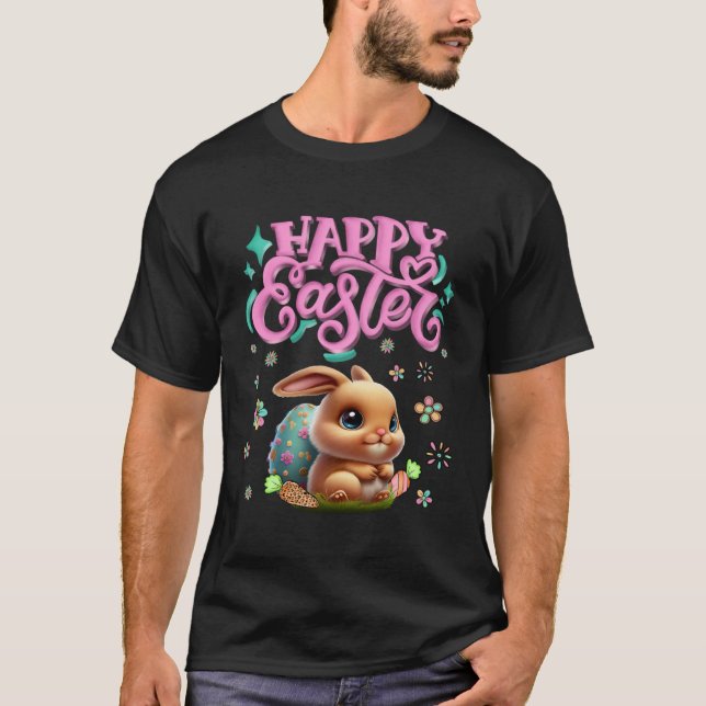 T-shirt Bunny Easter Spring Rabbit Leopard Happy Easter Da (Devant)