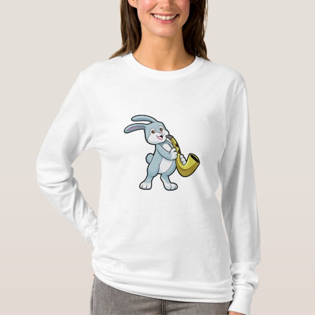 T-shirt Bunny en musique avec saxophone (Devant)