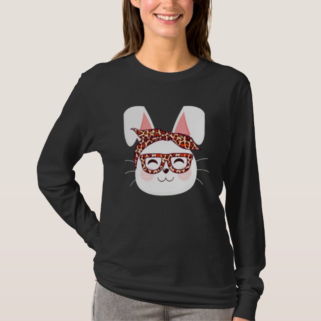 T-shirt Bunny face Cool Easter Bunny with Glasses Easter   (Devant)