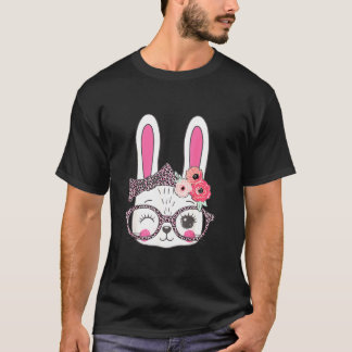 T-shirt Bunny Face Leopart Imprimer Pâques Panier pour