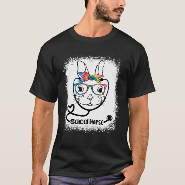 T-shirt Bunny Face School Nurse Glasses Nurse Easter Day (Devant)