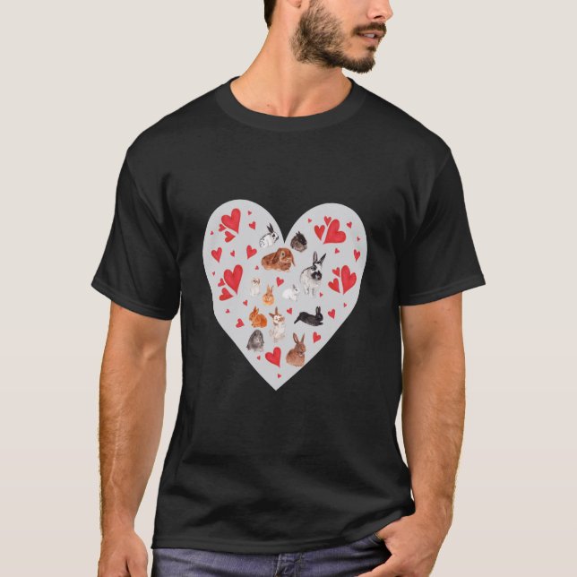 T-shirt Bunny Fourre-tout Saint Valentin Aquarelle Bunny F (Devant)