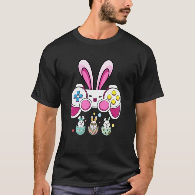 T-shirt Bunny Gaming Contrôleur Jeu Vidéo Jeu Pâques D (Devant)