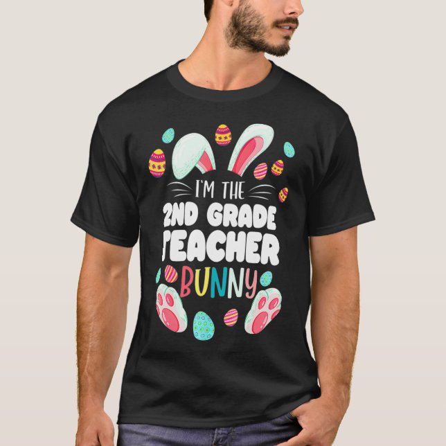 T-shirt Bunny Hoppy Easter Da, enseignant de 2e année (Devant)