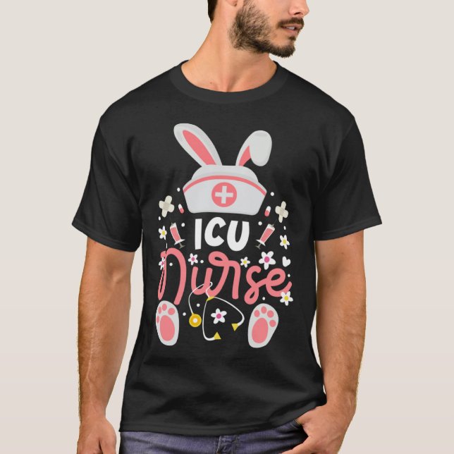 T-shirt Bunny ICU Nurse Cute Bunny Ears Intensive Care Uni (Devant)