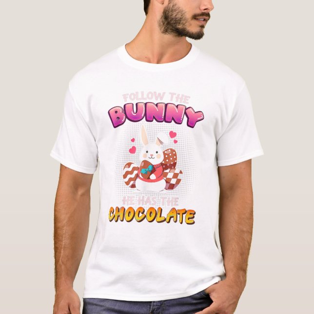 T-shirt Bunny Il A Du Chocolat Heureux (Devant)