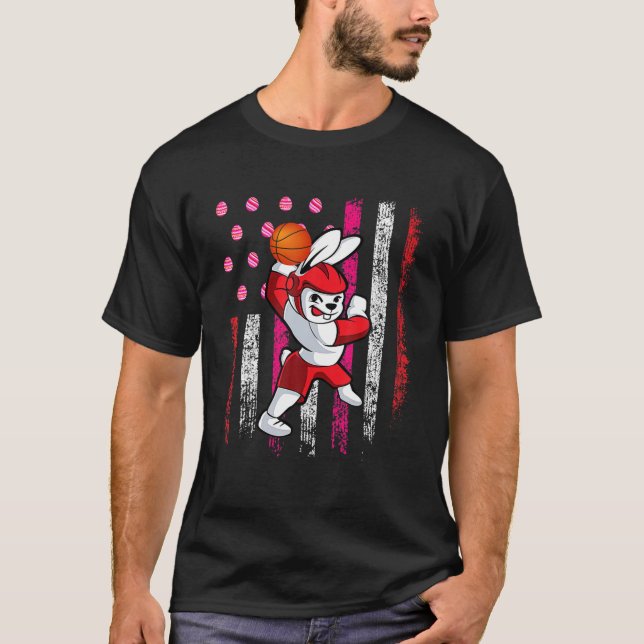 T-shirt Bunny Jouer Basket Basket Drôle Pâques D (Devant)