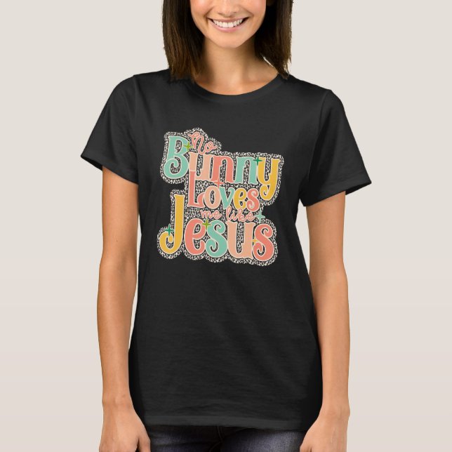 T-shirt Bunny M'Aime Comme Jésus Léopard Pastel Cute Rabb (Devant)