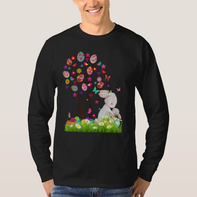 T-shirt Bunny Mama And Daughter Easter Egg Easter Tree (Devant)
