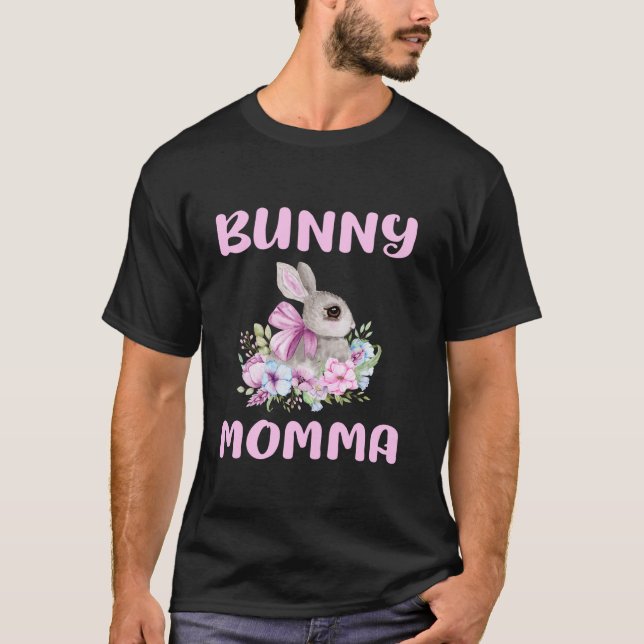 T-shirt Bunny Momma Rabbit Maman Propriétaire Amant Floral (Devant)