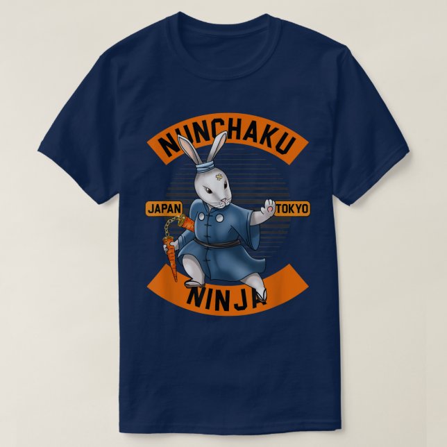 T-shirt Bunny Ninja Nunchucks Japon Nuchaku Katana Martial (Design devant)