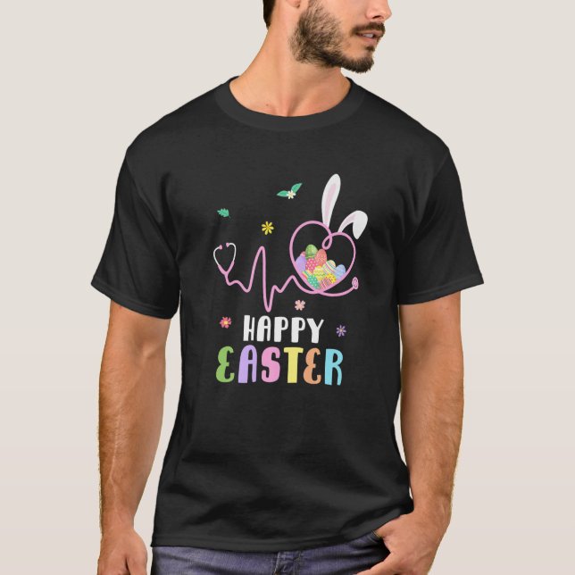 T-shirt Bunny Nurse Stethoscope Joyeux Oeufs de Pâques Rab (Devant)