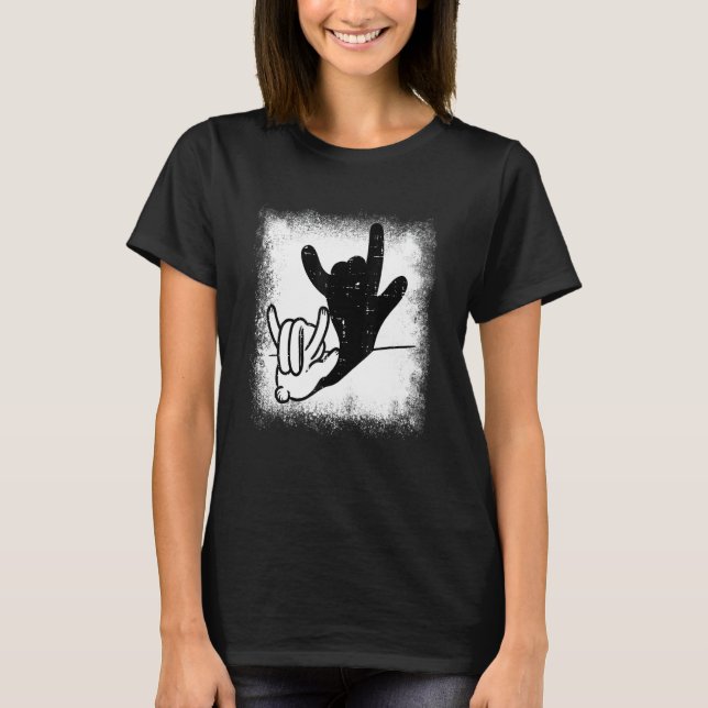 T-shirt Bunny Rabbit Love You Hand Sign Language Shadow Bl (Devant)