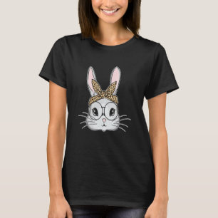 T-shirt Bunny Rabbit Messy Bun Leopard tenue de Pâques Tod