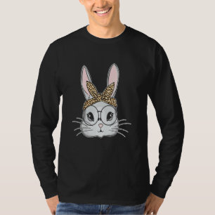 T-shirt Bunny Rabbit Messy Bun Leopard tenue de Pâques Tod