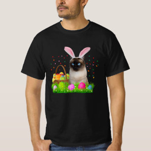 T-shirt Bunny Siamese Chat Funny Pâques Amoureux des chats