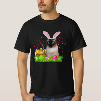 T-shirt Bunny Siamese Chat Funny Pâques Amoureux des chats