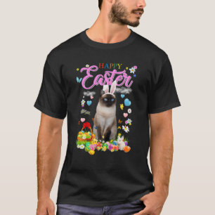 T-shirt Bunny Siamese Chat Joyeux Oeufs de Pâques