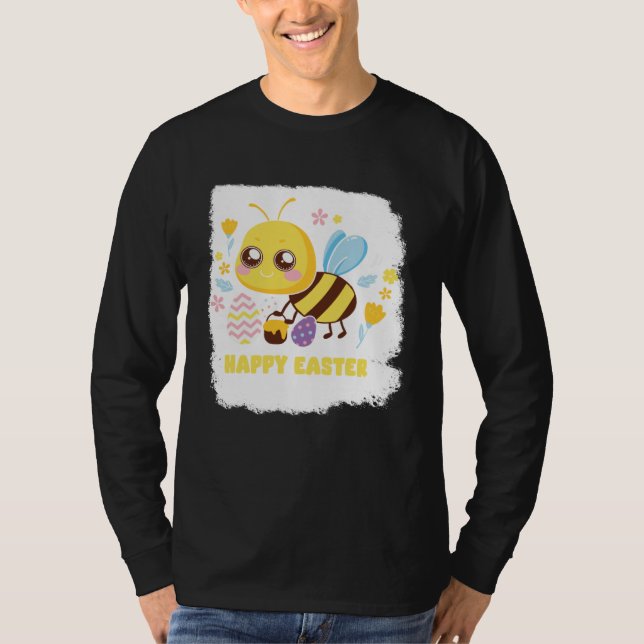 T-shirt Bunny Spring Hunt Eggs bee Happy Easter Day (Devant)