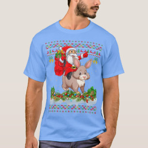 T-shirt Bunny Xmas Pyjamas Ugly Père Noël équitation Bunny