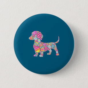T-Shirt Bunte Eier Dachshund Hund Welpe Button