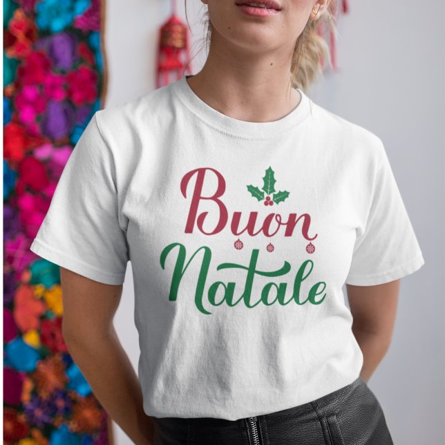 T-shirt Buon Natale Italien Joyeux Noël Holly (Créateur téléchargé)