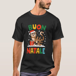 T-shirt Buon Natale Ocicat Chat Noël Italie Père Noël